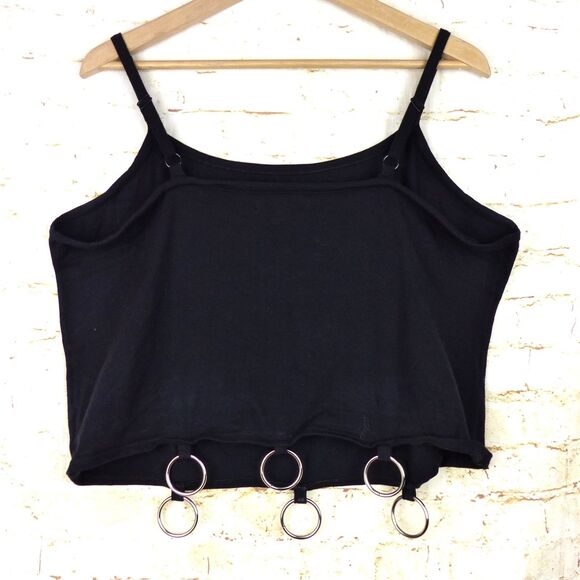 Hot Topic Cami Top Womens Plus 2 Black Nobody Cares Bunny O-Ring Crop Goth Punk - Picture 2 of 10